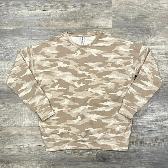 Athleta‎ Sweatshirt Womens Small Relaxed Studio to Street Oatmeal Camo Crewneck - Picture 1 of 9